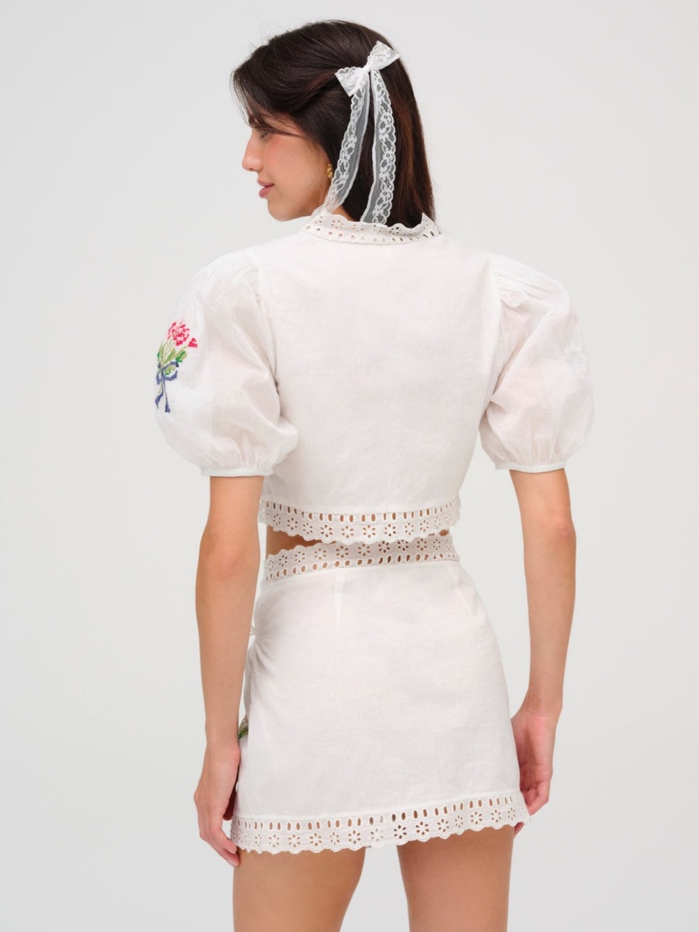 ❤️ Rare NWT For Love & Lemons Mi Amore Embroidered Set Size XS Top & Skirt - Picture 4 of 15